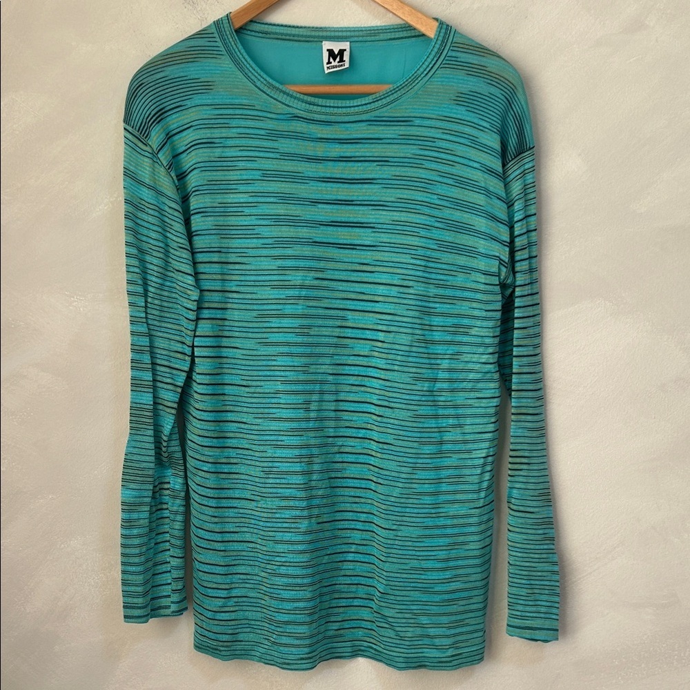 Vintage M Missoni striped long sleeve shirt, IT 42/US 6 turquoise silk